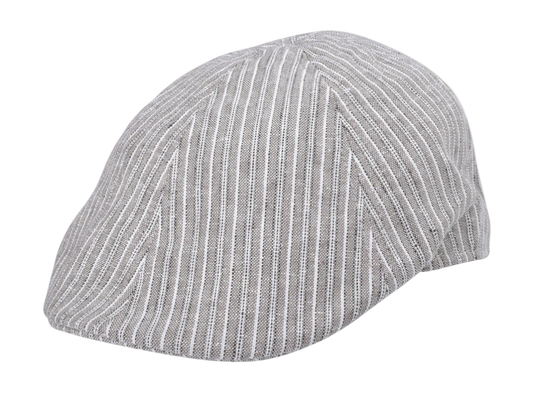 BIGALLI STRIPED LINEN NEWSBOY CAP